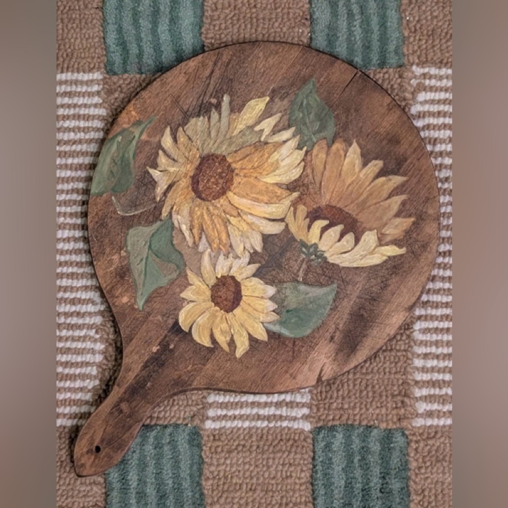 Sunflower Cutting Board - Hand Painted  - Vintage